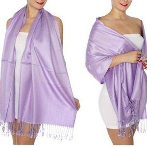 Pashmina Style Wrap Scarf Shawl Cover Fringe Lavender Light Purple SALE 2 FOR 15